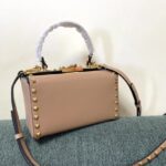 Valentino Garavni Rockstud Alcove Grained Calfskin Box Bag - Cream - Image 4