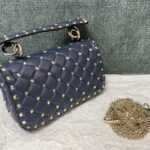Valentino Small Sheepskin Classic Studded Handbag - Blue - Image 5