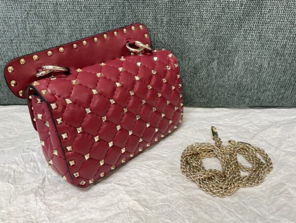 Valentino Medium Sheepskin Classic Studded Handbag - Red - Image 2