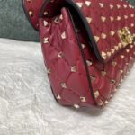 Valentino Small Sheepskin Classic Studded Handbag - Red - Image 3