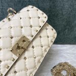 Valentino Small Papaya Gram Classic Studded Handbag - White - Image 2