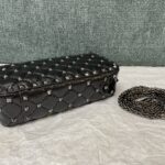 Valentino Small Papaya Gram Classic Studded Handbag - Black - Image 4