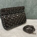 Valentino Small Papaya Gram Classic Studded Handbag - Black - Image 5