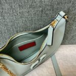 Valentino Mini Palm Print Calfskin Hobo Armpit Bag - Light Blue - Image 2