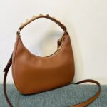 Valentino Studsign Calfskin Hobo Handbag - Brown - Image 4
