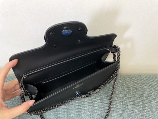 Valentino Calfskin Star Diamond Small Handbag - Black - Image 4