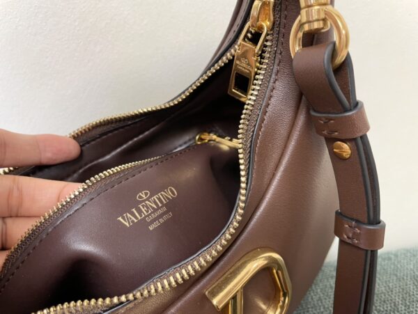 Valentino Studsign Calfskin Hobo Handbag - Mud Brown - Image 2