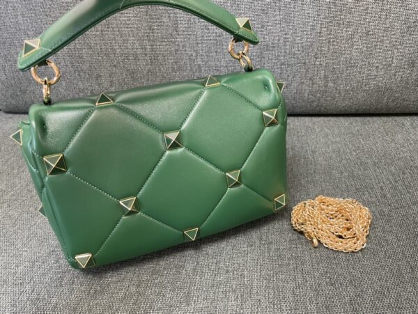 Valentino Enamel Large Stud Bag - Green - Image 5