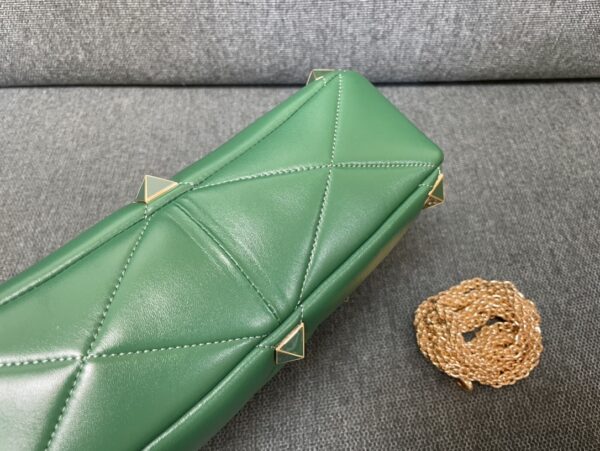 Valentino Enamel Large Stud Bag - Green - Image 2