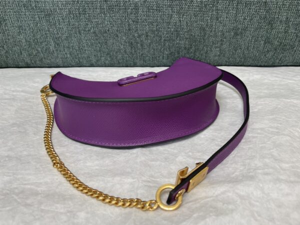 Valentino Mini Palm Print Calfskin Hobo Armpit Bag - Purple - Image 4