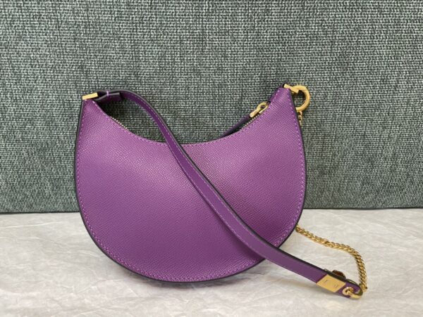 Valentino Mini Palm Print Calfskin Hobo Armpit Bag - Purple - Image 5