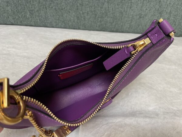 Valentino Mini Palm Print Calfskin Hobo Armpit Bag - Purple - Image 3