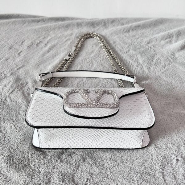 Valentino Mini Locò Crystal Decorated Handbag - White - Image 4