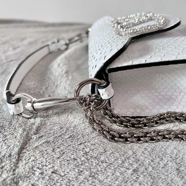 Valentino Mini Locò Crystal Decorated Handbag - White - Image 3