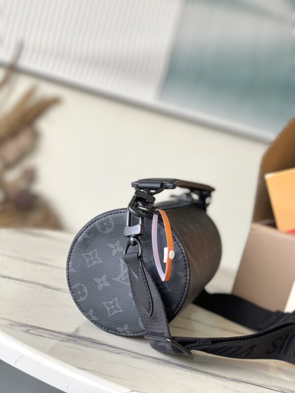 Louis Vuitton Soft Polochon PM Monogram Eclipse Handbag - Black - Image 5