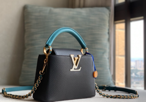 Louis Vuitton Taurillon Leather Capucines BB Mini Bag -  Black/Blue - Image 5