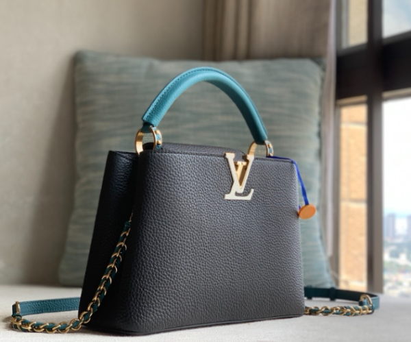 Louis Vuitton Taurillon Leather Capucines BB Medium Bag -  Black/Blue - Image 4