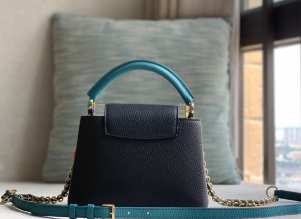 Louis Vuitton Taurillon Leather Capucines BB Mini Bag -  Black/Blue - Image 4