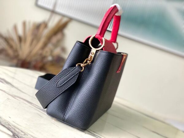 Louis Vuitton Ostrich Pattern Capucines Small Handbag - Black Red - Image 2