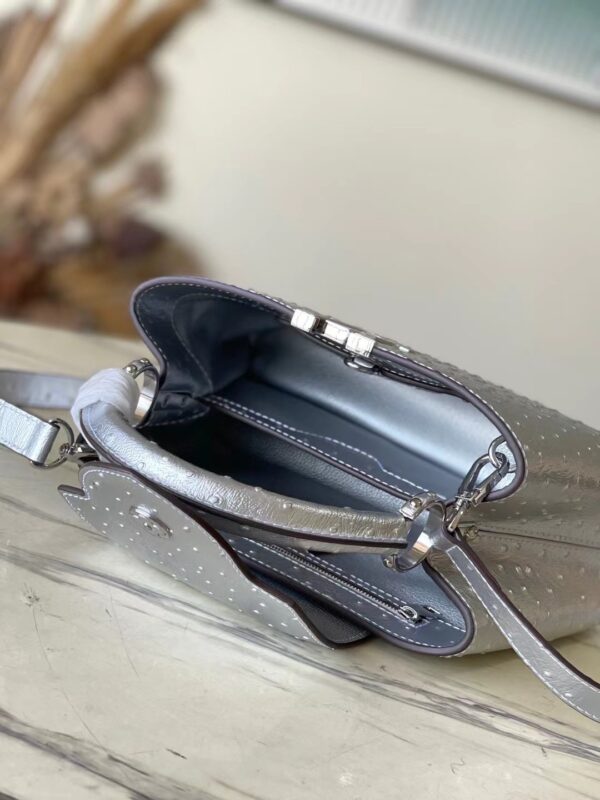 Louis Vuitton Large Capucines Ostrich Leather Handbag - Silver - Image 5