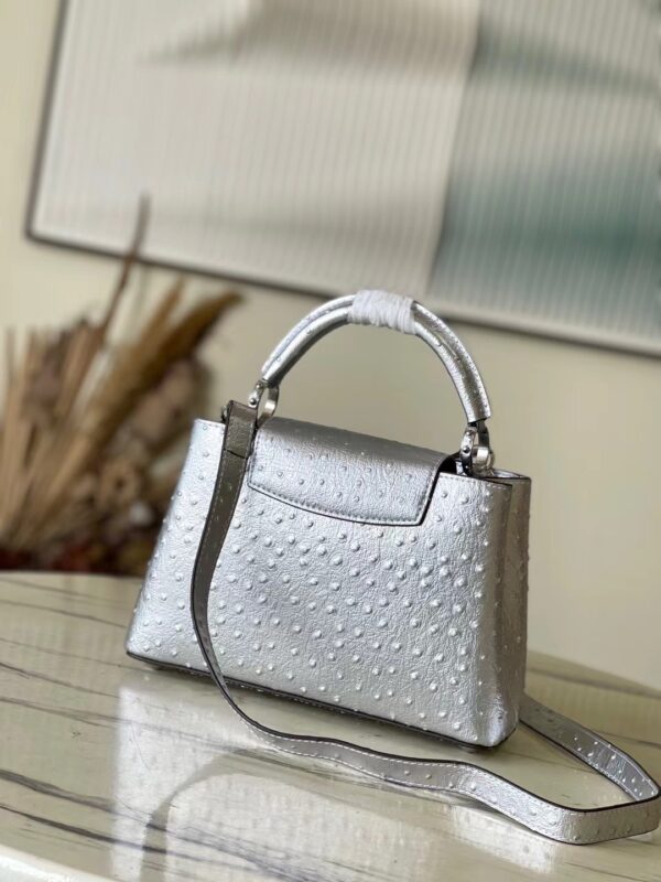 Louis Vuitton Large Capucines Ostrich Leather Handbag - Silver - Image 3