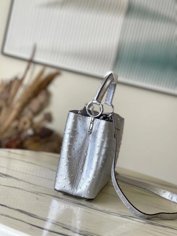 Louis Vuitton Large Capucines Ostrich Leather Handbag - Silver - Image 2
